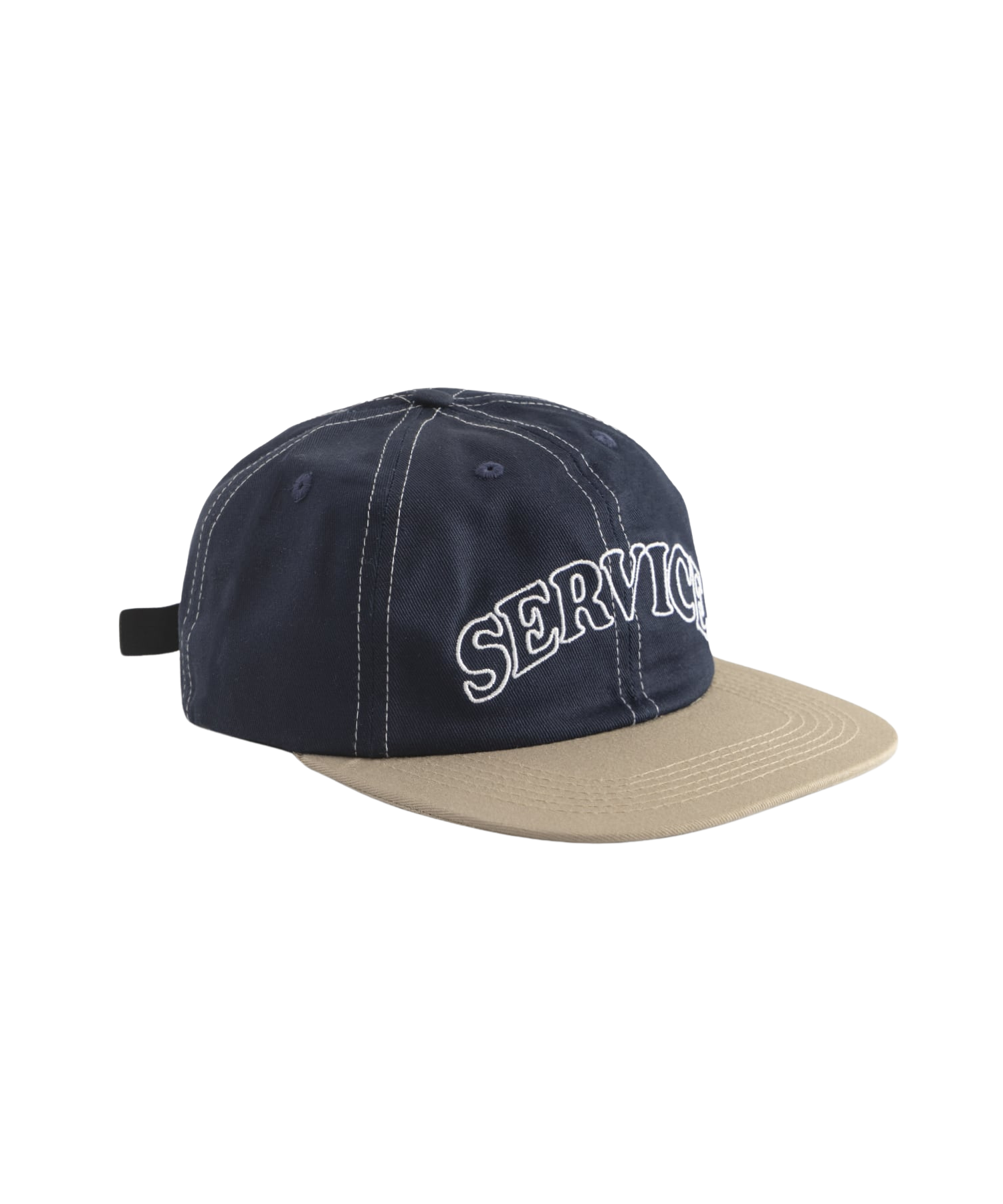 Navy and khaki 6-panel cap with embroidered Arch Logo on front, shown from front view