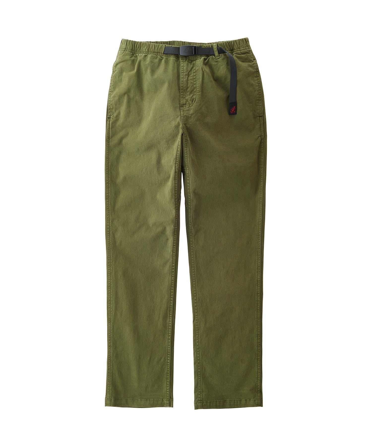 Gramicci NN-Pant Cropped Olive stretch twill pants with integrated nylon cinch belt