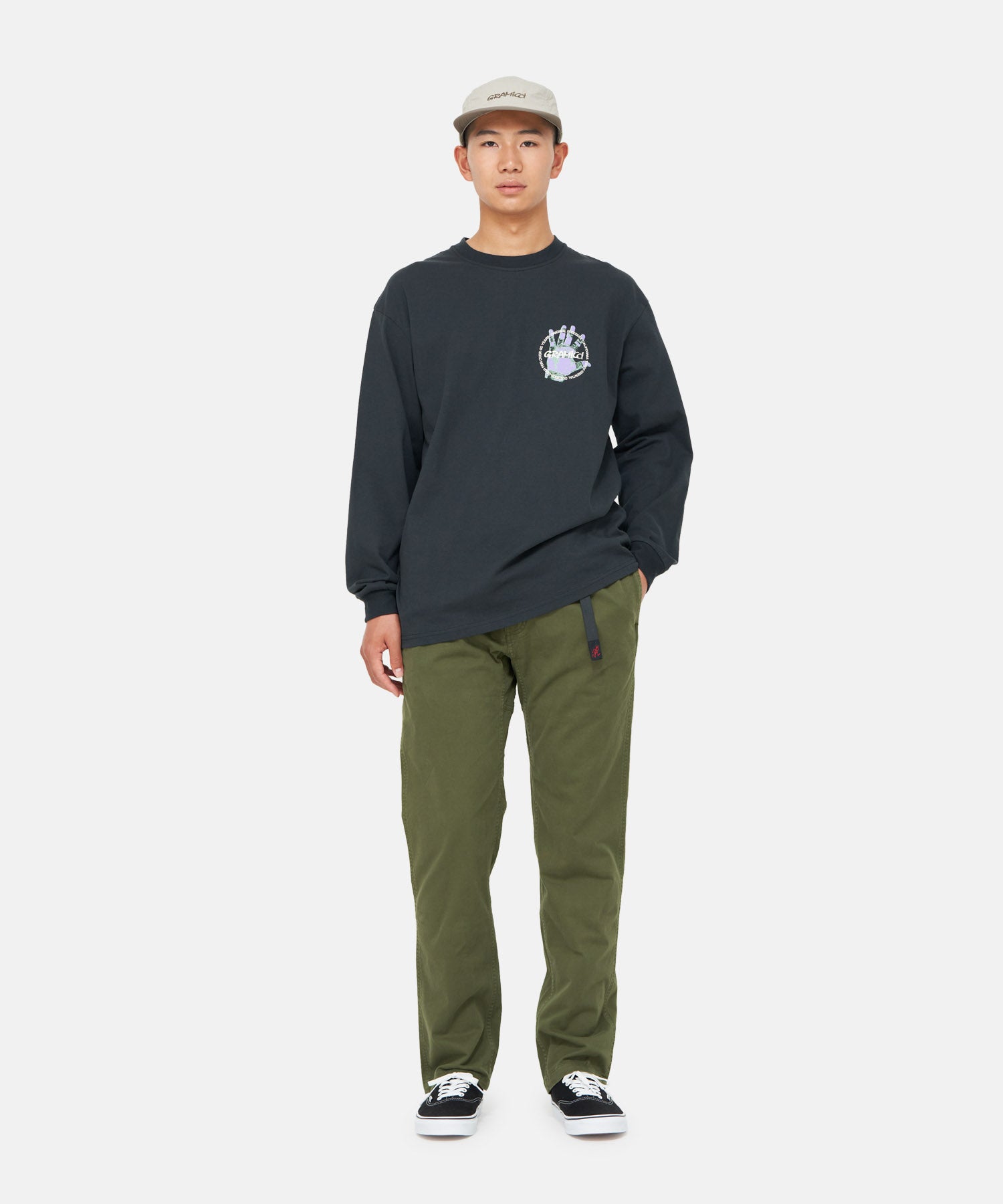 Gramicci NN-Pant Cropped Olive casual pants with cropped hem and relaxed fit