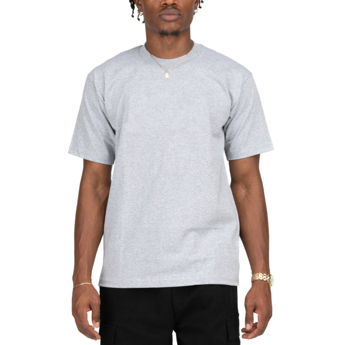 Pro Club men's heavyweight heather gray short sleeve T-shirt front view