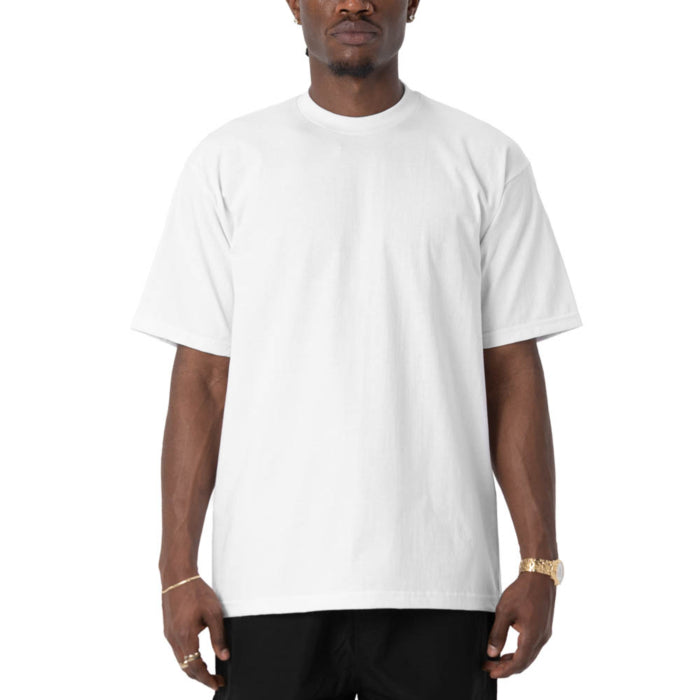 Pro Club men's heavyweight white short sleeve T-shirt front view