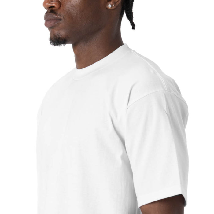 Pro Club men's heavyweight white cotton T-shirt side view