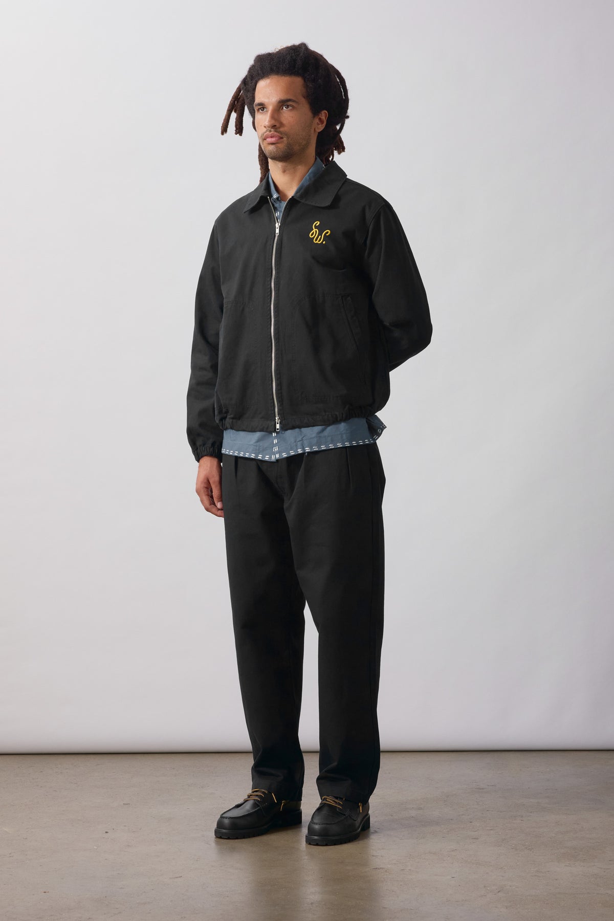 SW349-DoveWorkJacket-Black-1-OnModel