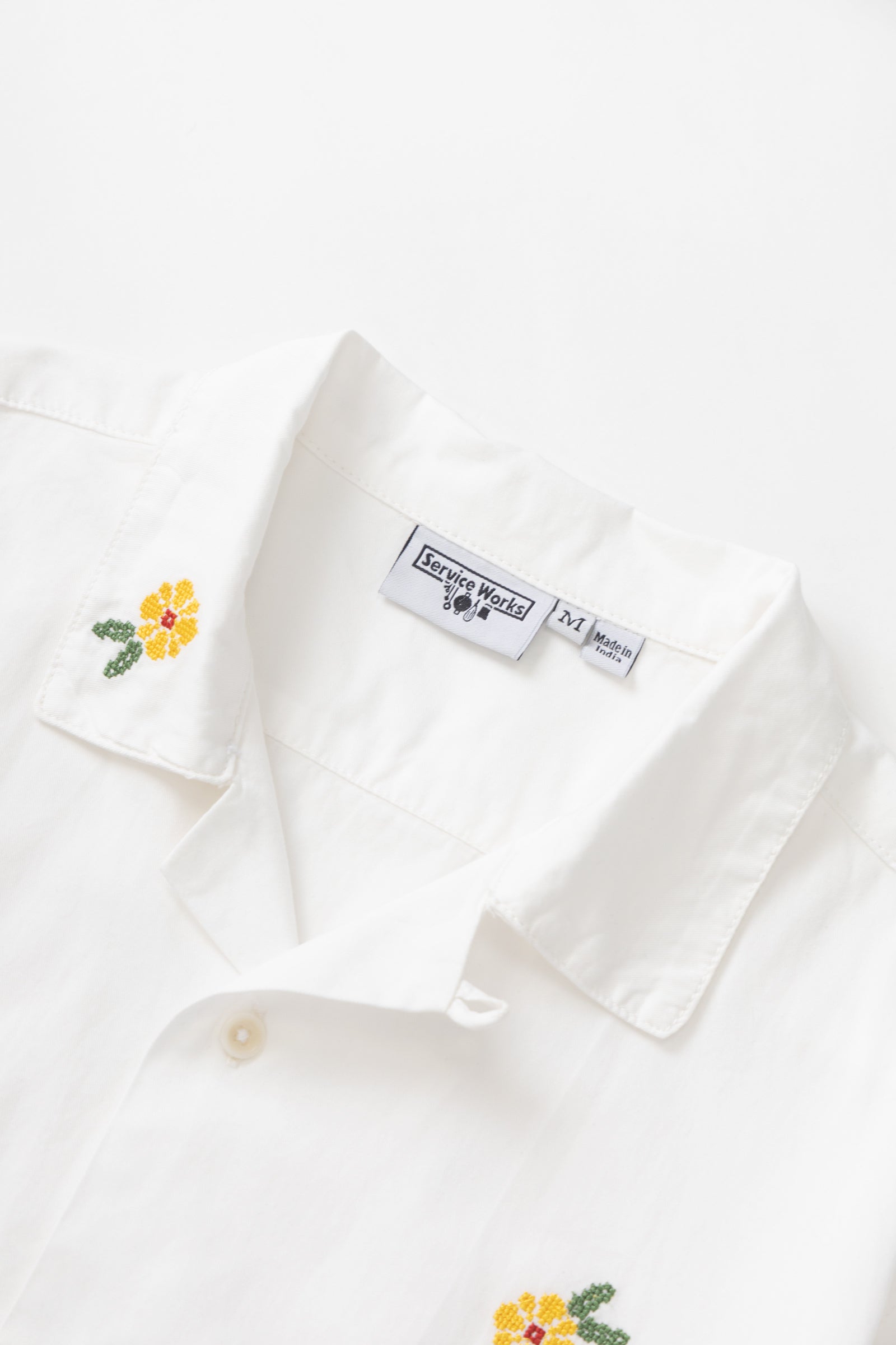 White cross stitch shirt back view premium cotton urban streetwear modern fit shirt
