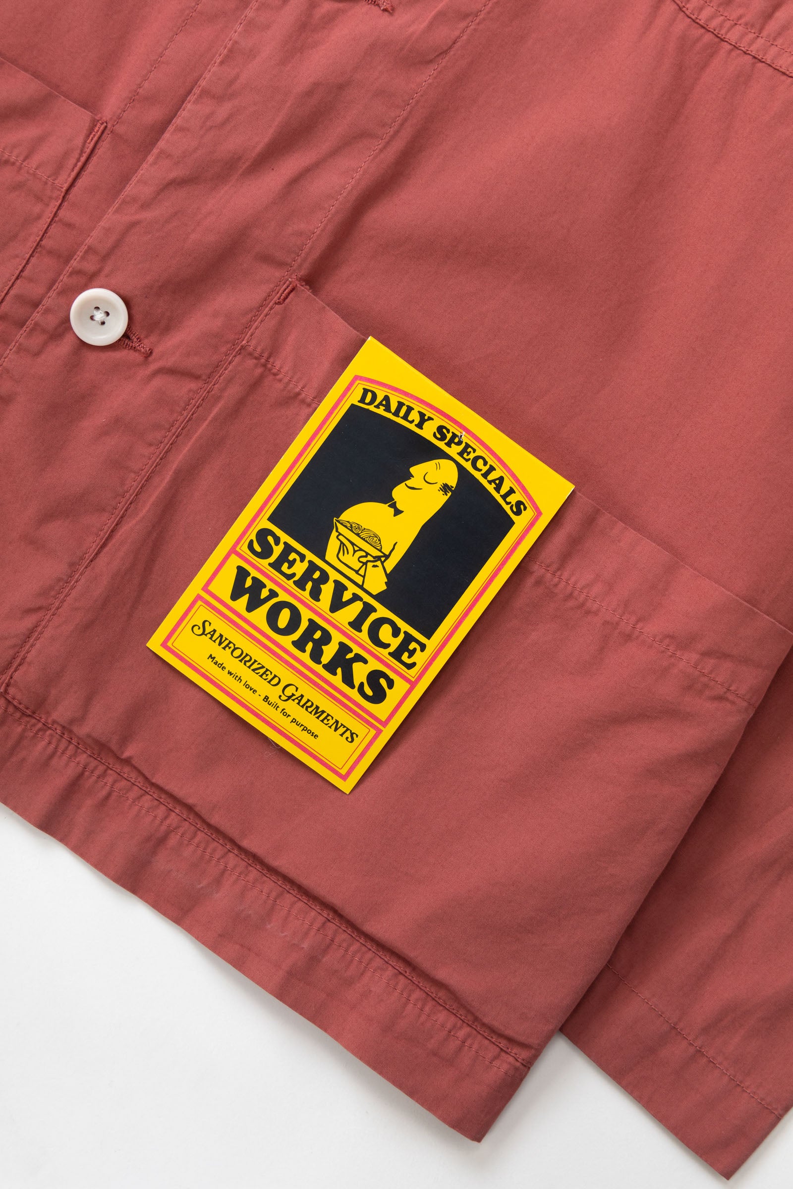 Clay chef overshirt pocket detail in organic cotton