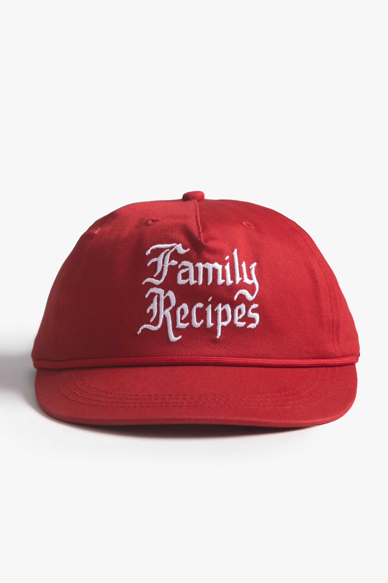 Red cotton Family Recipes cap back view adjustable strap casual streetwear