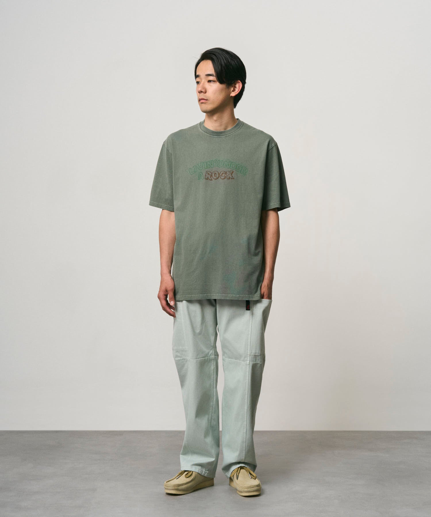 Gramicci Livin Tee Sage Pigment back view relaxed fit cotton t-shirt