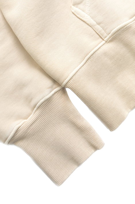 Natural beige loopback trademark hoodie lifestyle wear streetwear outfit view