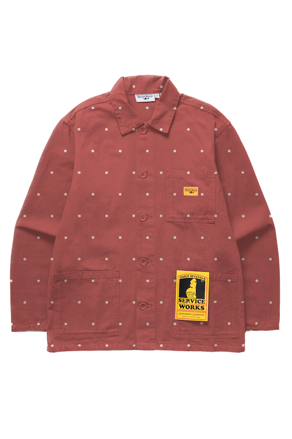 Clay Polka Dot Chore Shirt featuring organic cotton fabric, utility pockets and classic workwear styling front product view