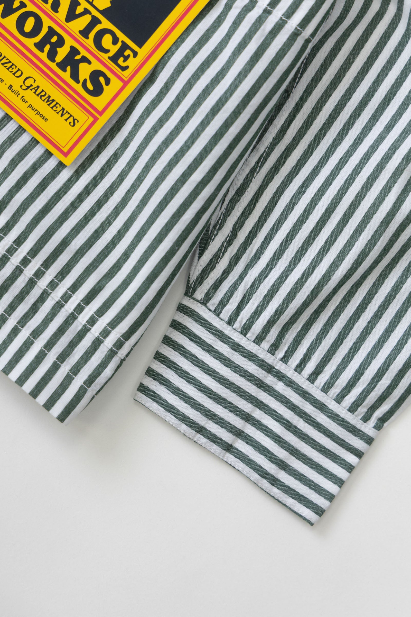 Poplin Stripe Waiter Shirt Forest – fabric detail organic cotton stripe shirt
