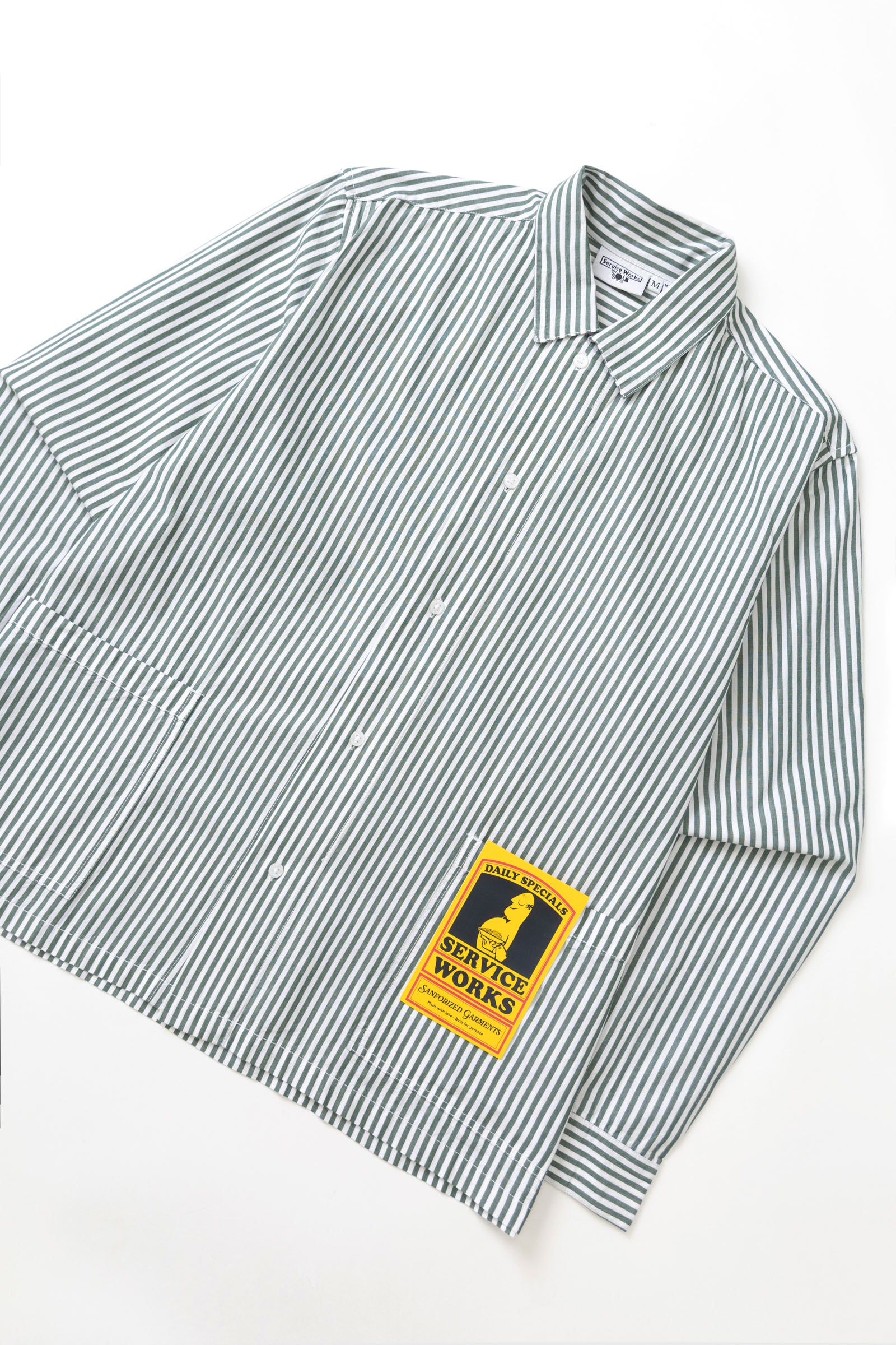 Poplin Stripe Waiter Shirt Forest – side view organic cotton stripe shirt