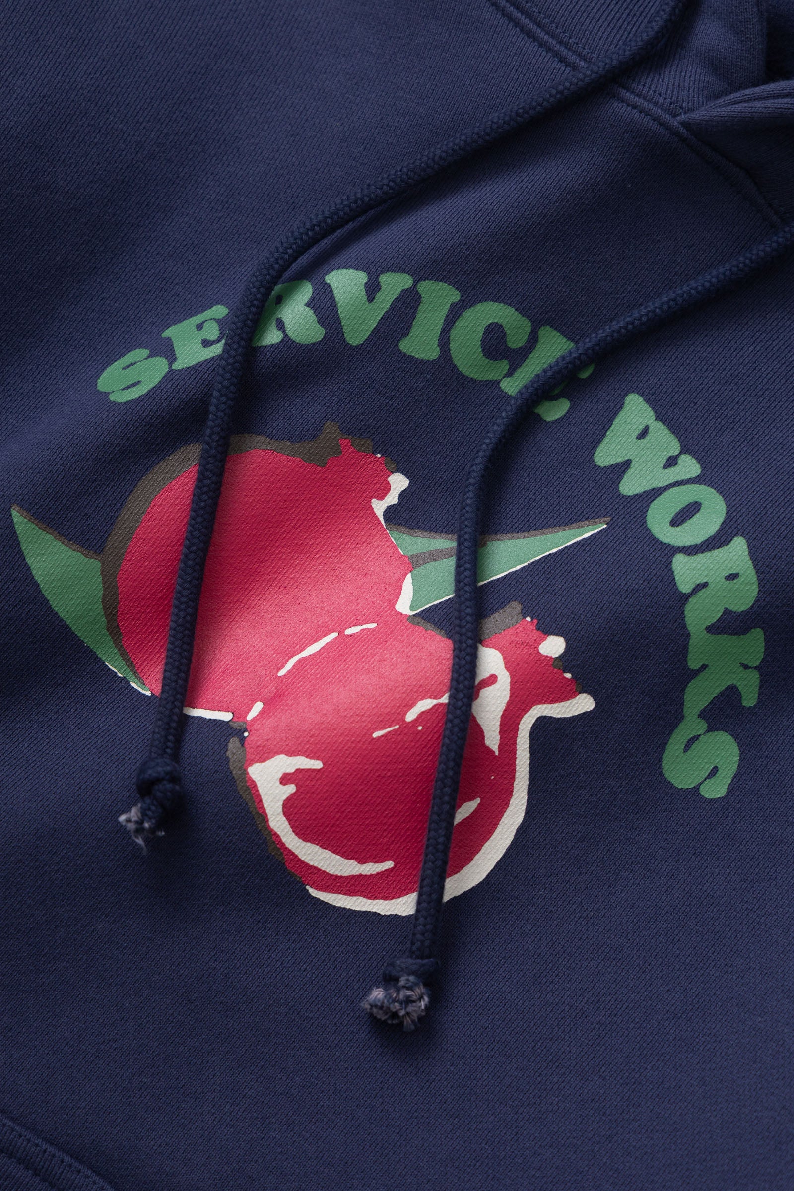LE.SHOP Radish Hoodie Navy streetwear hoodie back view in navy color