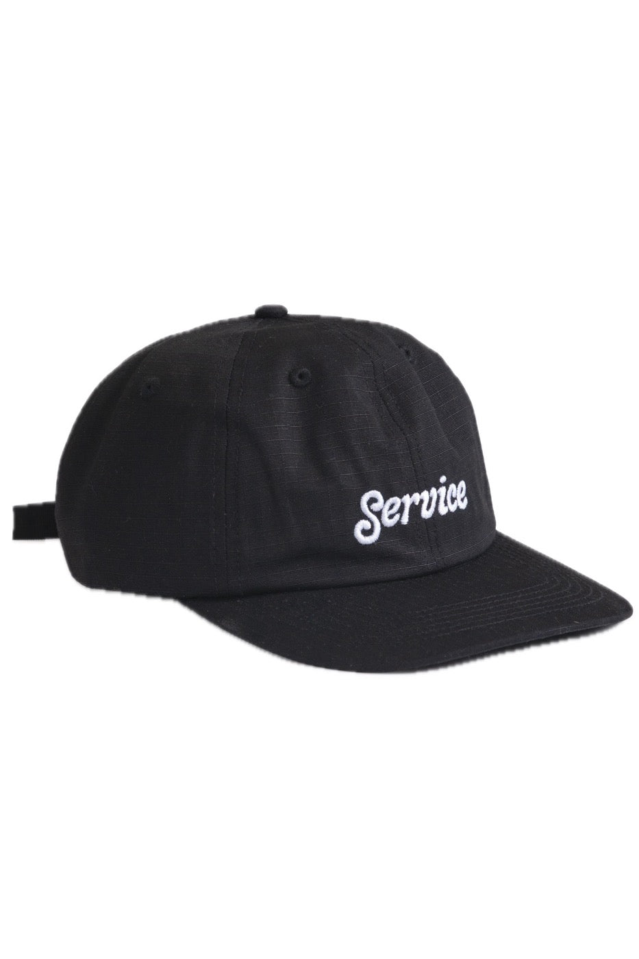 Ripstop Service Cap in black made from durable cotton ripstop fabric with structured fit and curved brim front product view