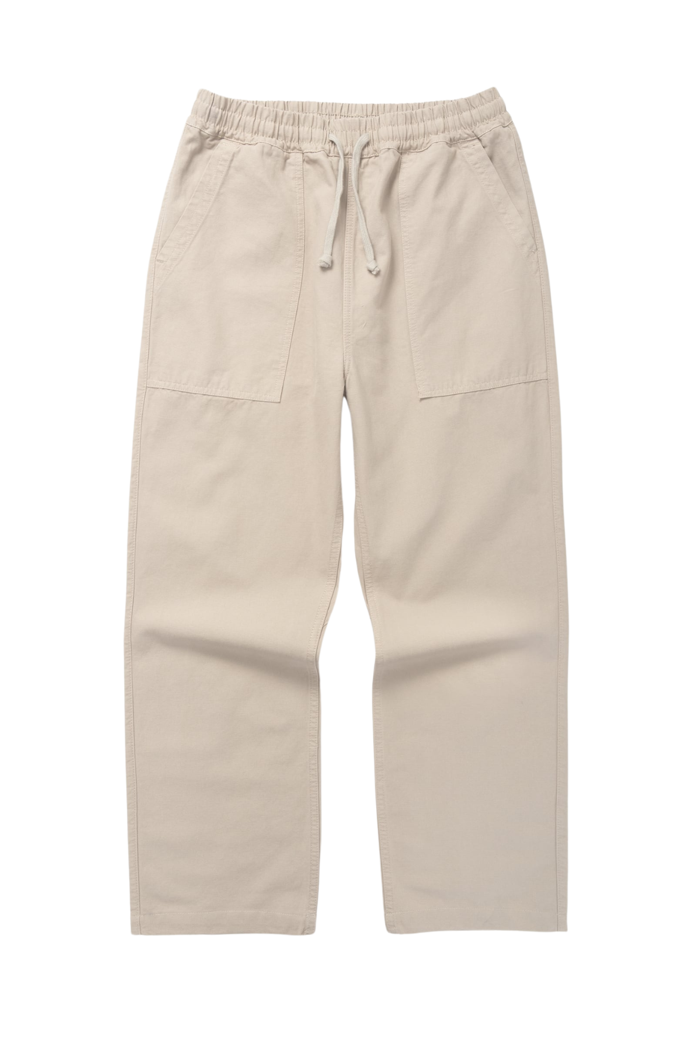 Service Works Canvas Chef Pants in Stone relaxed fit work pants with elastic waistband on white background