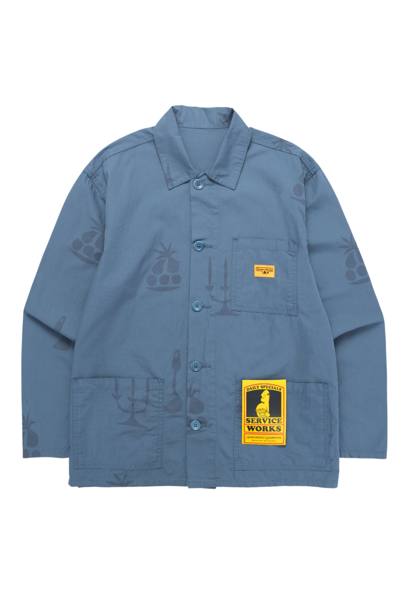 Blue Service Works chore jacket relaxed fit front view