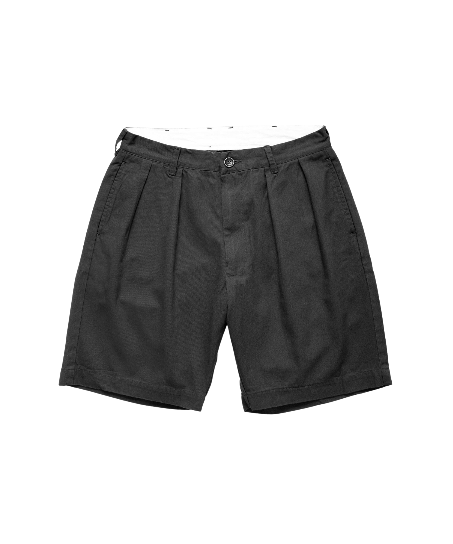 Service Works Drill Part Timer Short in Black with double pleats, belt loops and side pockets.