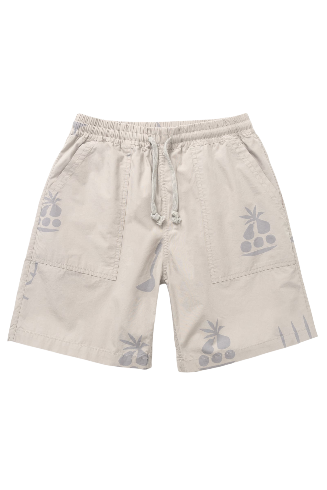 Beige floral print Service Works chef shorts front view