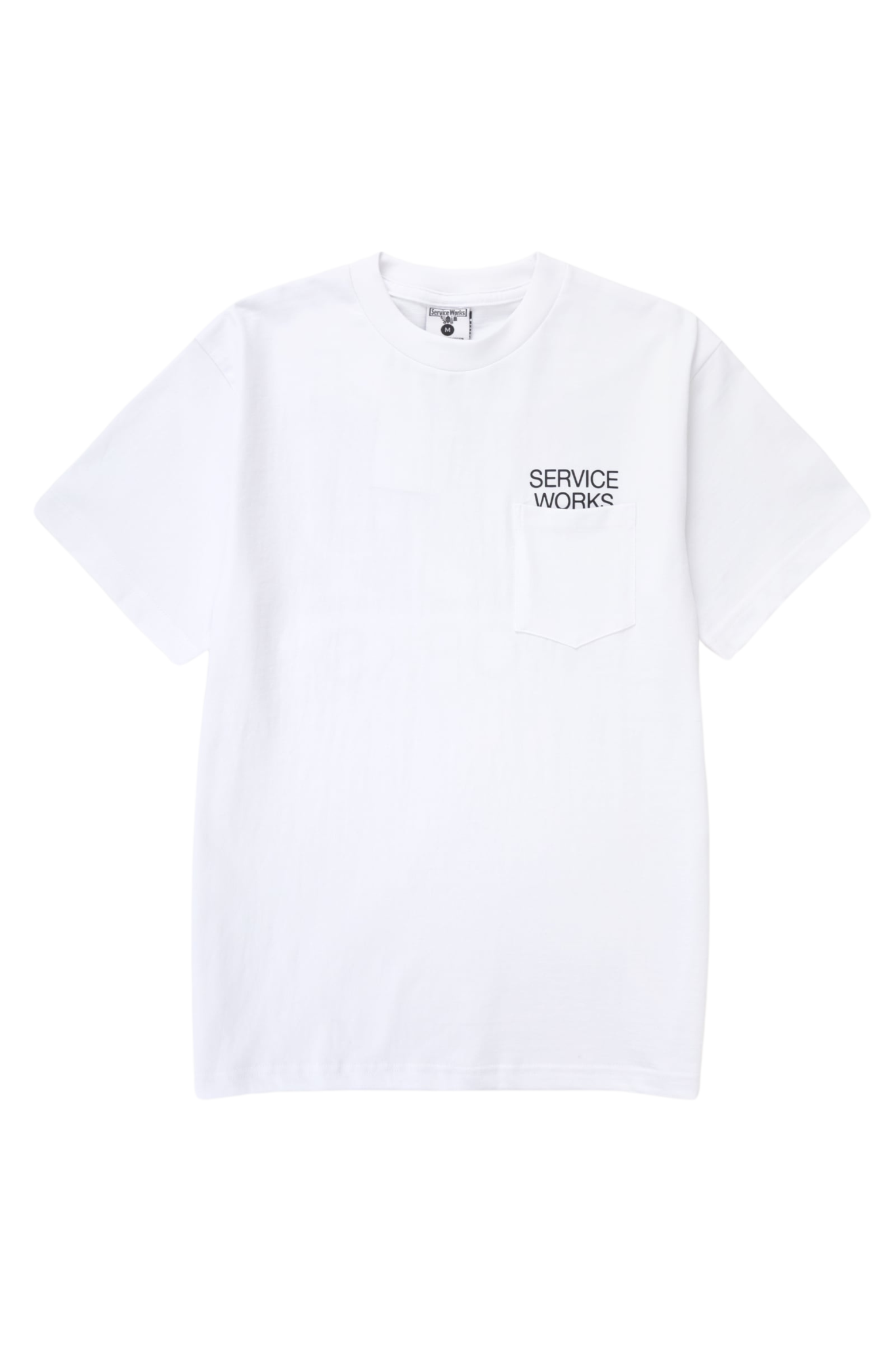 Service Works Nourish Pocket Tee in white heavyweight organic cotton t-shirt with chest print on white background