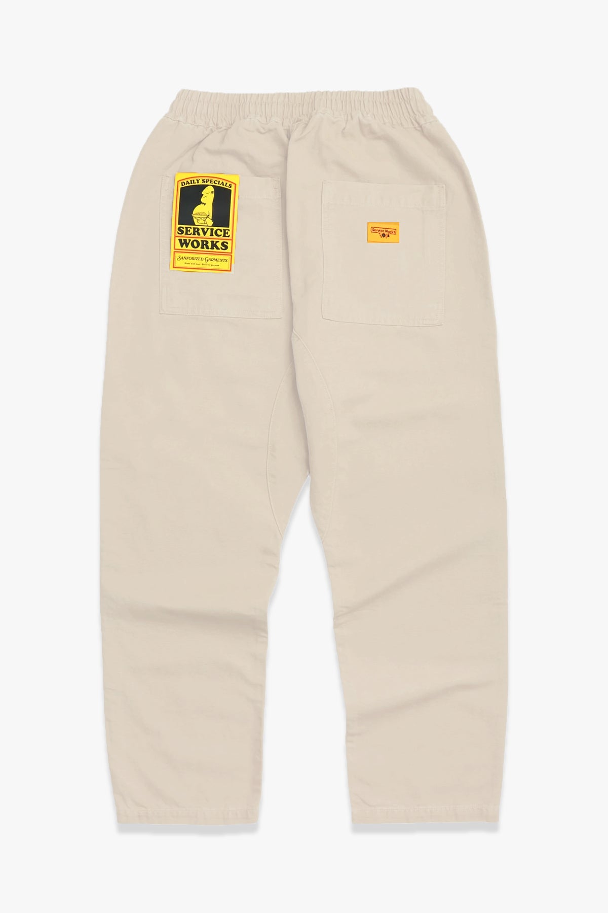 White Oak Service Works poplin chef pants with woven label detail