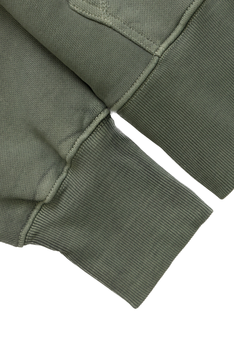 Loopback Trademark Hoodie Olive premium cotton hoodie detail view Australia