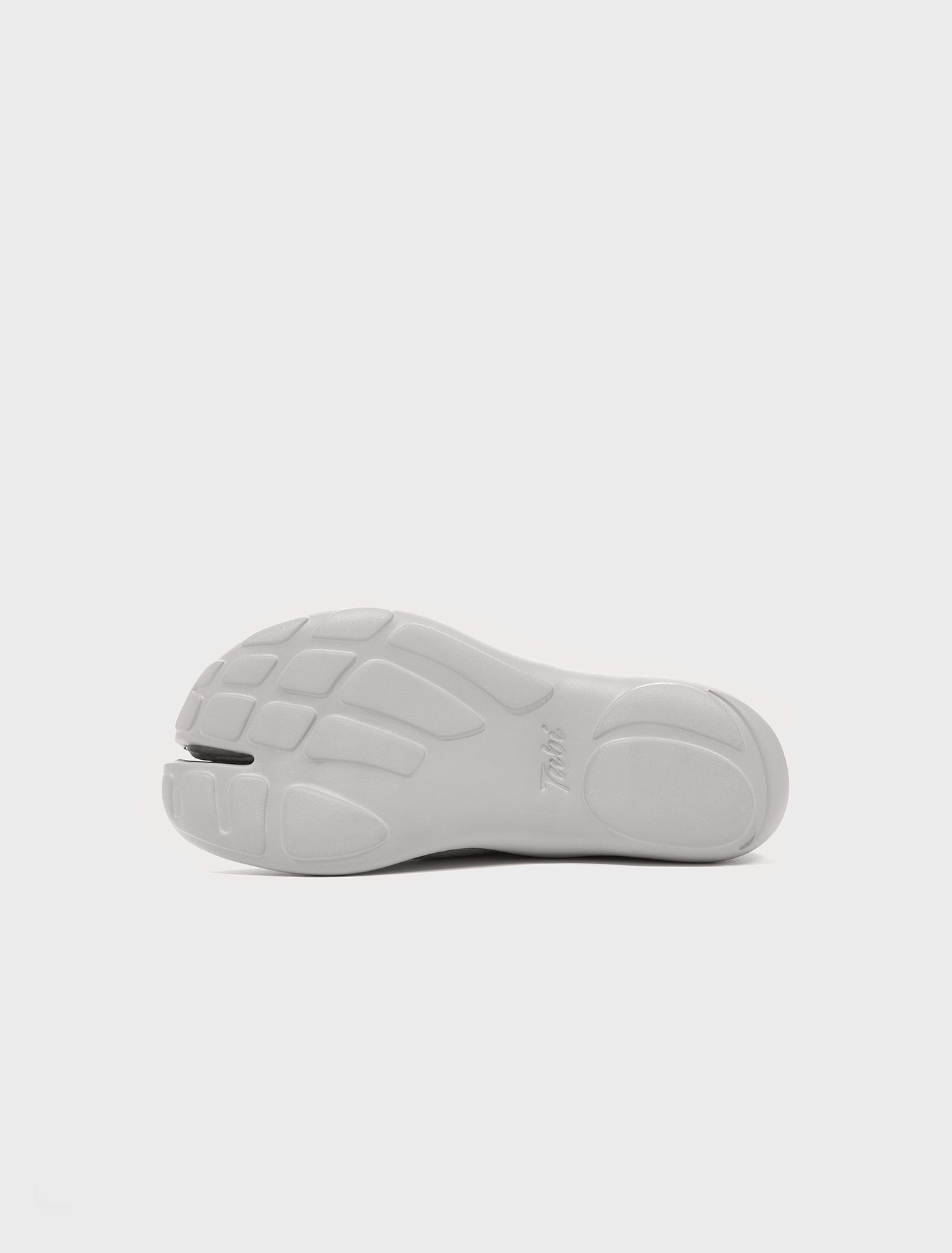 Close-up sole detail of Tabi Sandal Grey showing lightweight outsole and cushioned Ortholite comfort base for everyday wear.