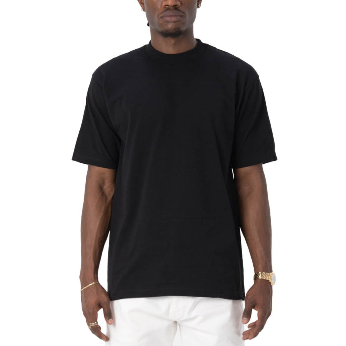 Pro Club men's heavyweight black cotton short sleeve T-shirt front view