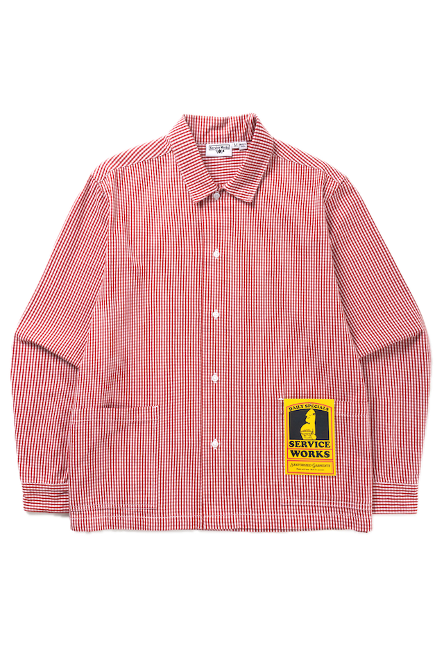 SW354-GinghamWaiterShirt-Red-1-Background-Removed