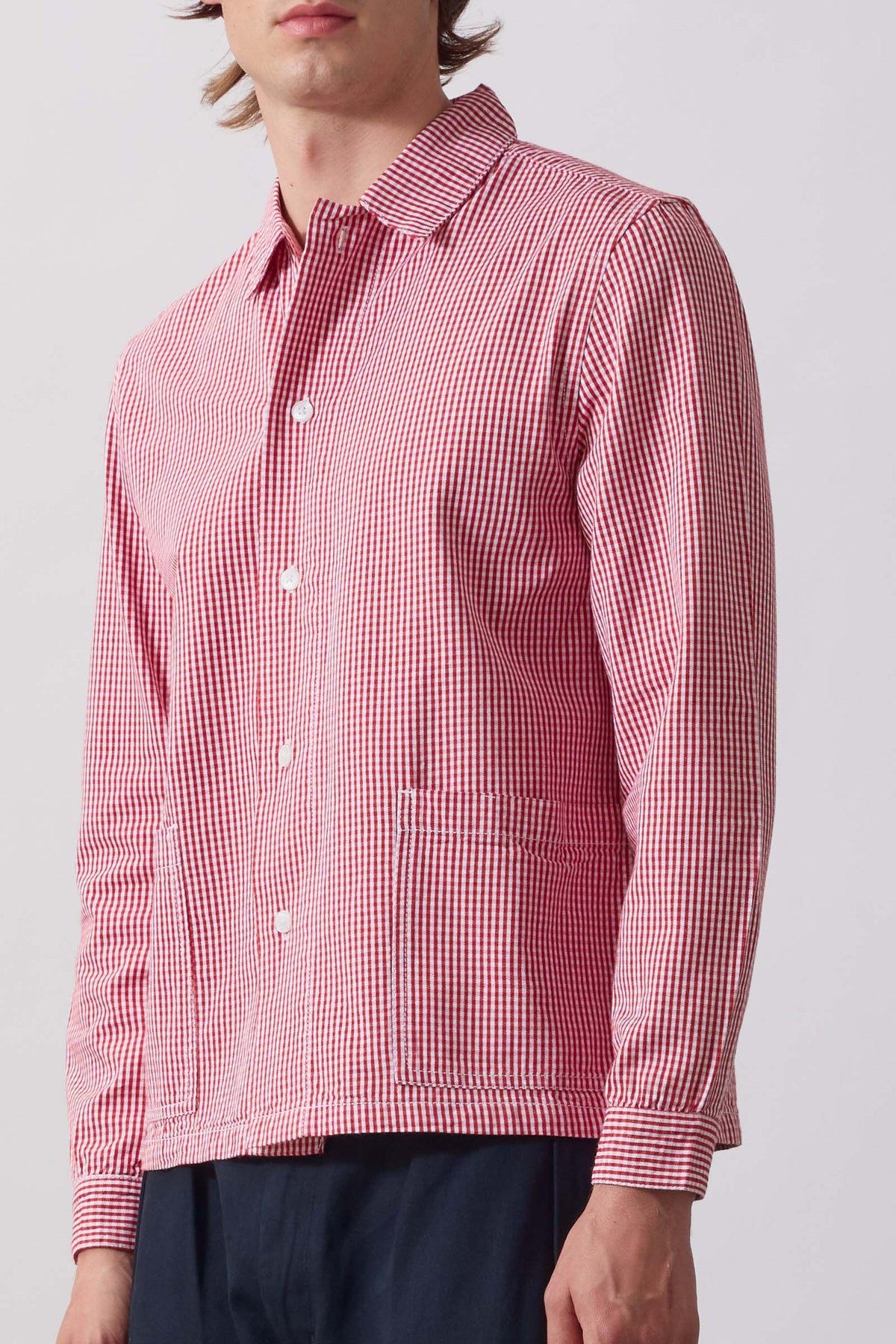 SW354-GinghamWaiterShirt-Red-3-OnModel