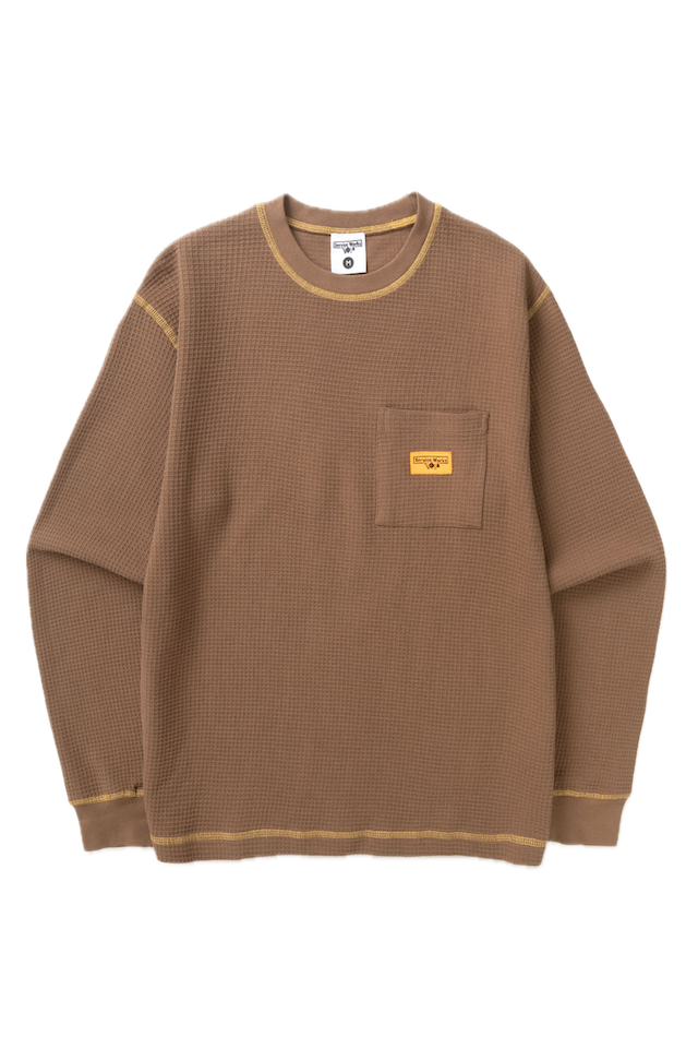 SW365-WaffleContrastLongSleeve-Brown-Yellow-1-Background-Removed