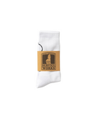 White crew socks with salt and pepper graphic, shown with Service Works packaging on a clean background