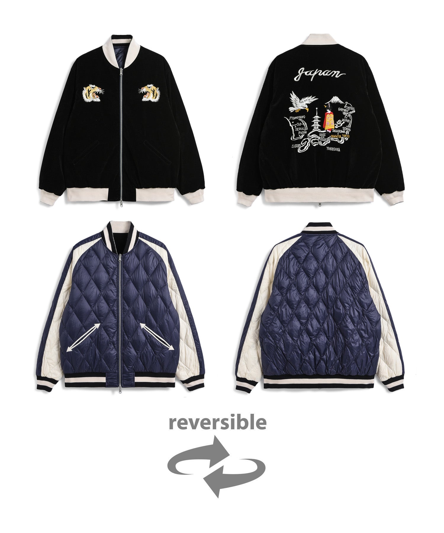 Reversible Skajan Down Jacket - Black×Navy | Taion – LE.SHOP