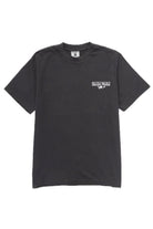 Black pigment dyed trademark tee premium vintage streetwear washed fade oversized fit front view t-shirt