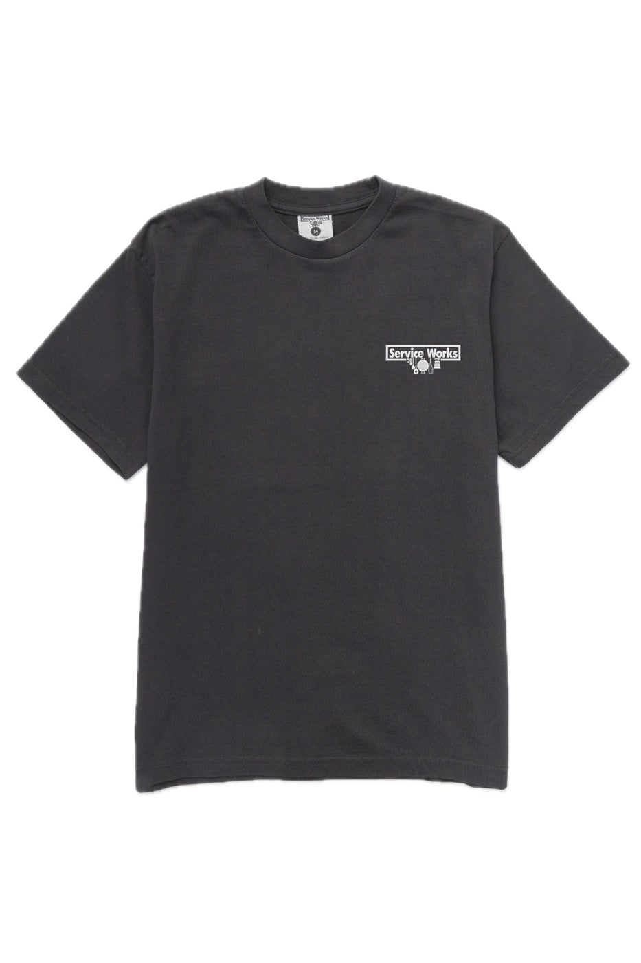 Black pigment dyed trademark tee premium vintage streetwear washed fade oversized fit front view t-shirt