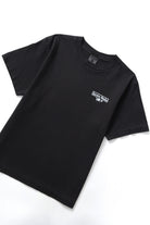 Black pigment dyed trademark tee side view premium vintage streetwear oversized fit washed cotton t-shirt