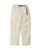 Bone color hemp Gramicci-style straight fit pants with elastic waistband and cinch belt, durable twill fabric front product view