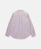 Men’s purple checkered ombre shirt back view, crafted from breathable 100% cotton with a relaxed fit