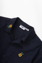 Dark navy cross stitch shirt back view premium utility shirt Japanese streetwear modern fit