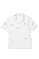 White cross stitch shirt premium urban streetwear cotton shirt front view minimalist fashion