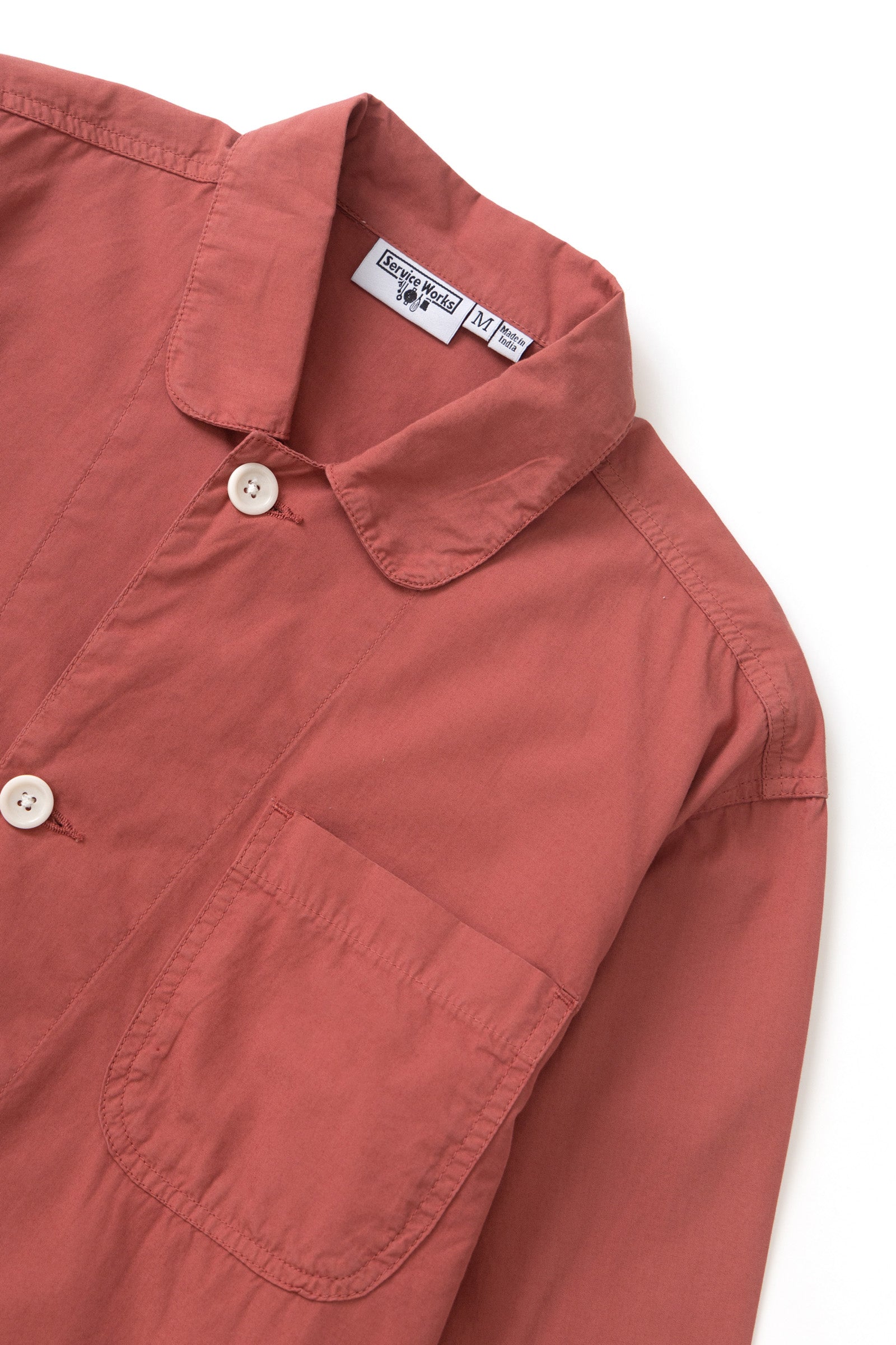Clay chef overshirt back view in organic cotton