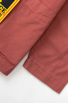 Clay chef overshirt side angle lifestyle view in organic cotton