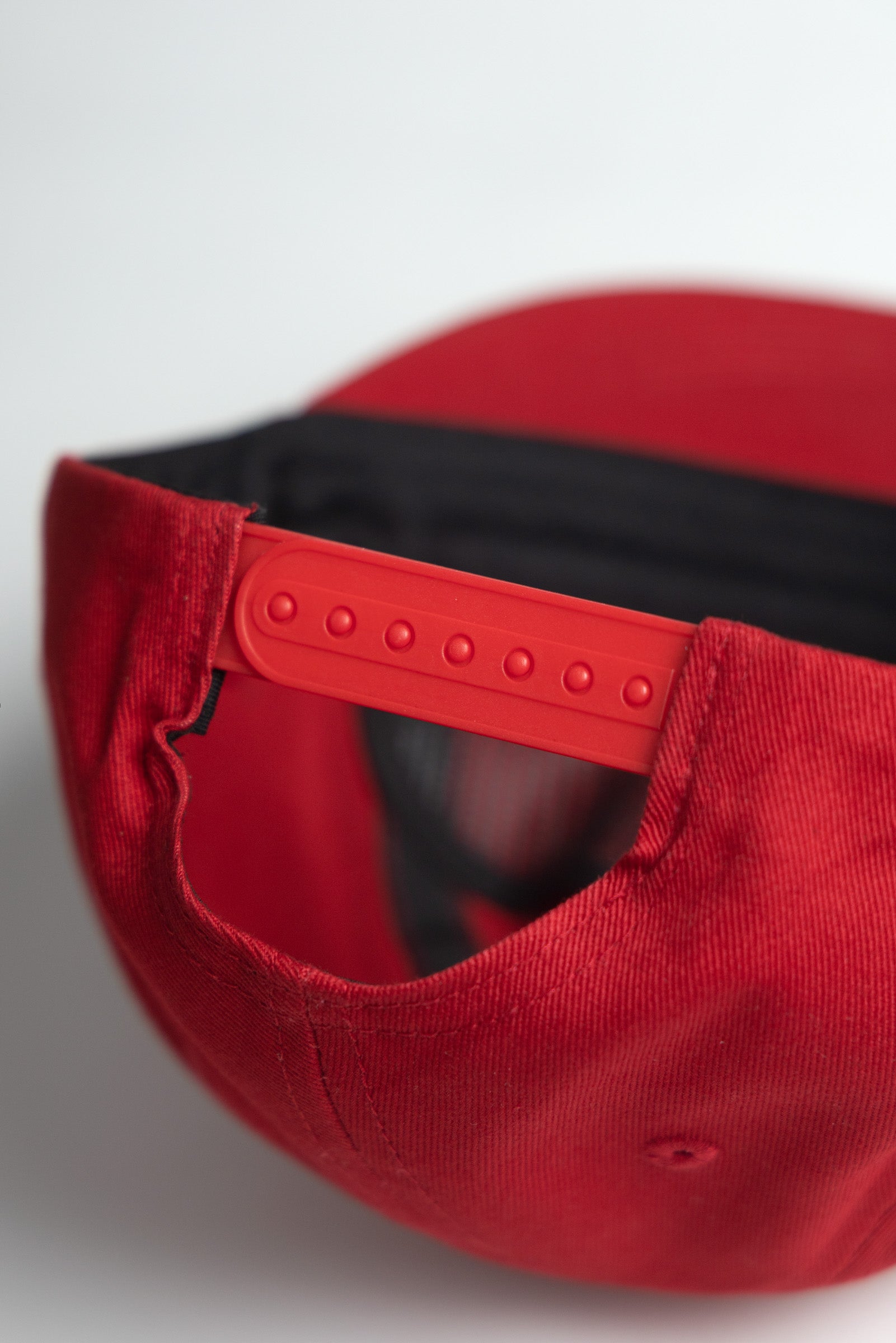 Red cotton Family Recipes cap front detail casual streetwear design