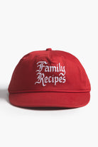 Red cotton Family Recipes cap back view adjustable strap casual streetwear