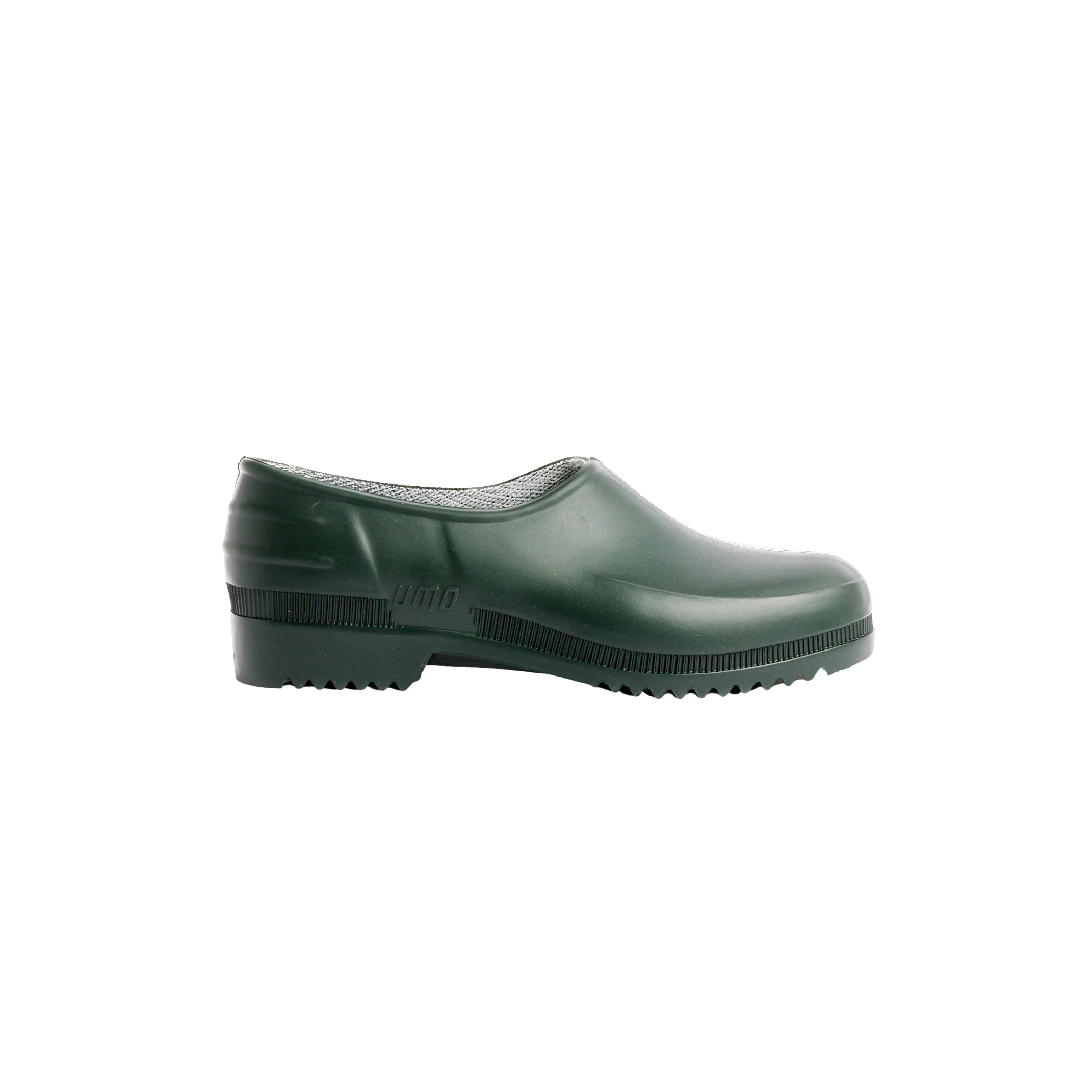 Gardenia Green Clogs made from recycled plastic and hemp with lightweight durable construction front product view