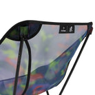 Back view of Gramicci & Helinox Chair One in camo showing lightweight portable frame and tie-dyed mesh fabric design