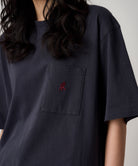 Gramicci One Point Tee Navy Pigment cotton T-shirt with embroidered chest logo and relaxed fit
