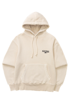 Natural beige loopback trademark hoodie premium cotton streetwear front view