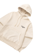 Natural beige loopback trademark hoodie side view premium cotton streetwear fit