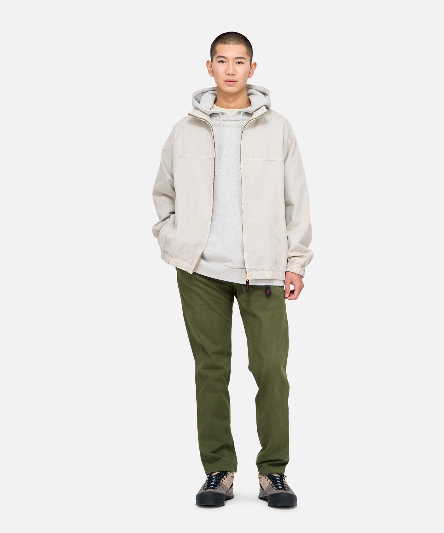 Gramicci NN-Pant Cropped Olive with integrated nylon cinch belt detai