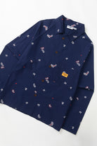 Royal paisley overshirt jacket side view in organic cotton