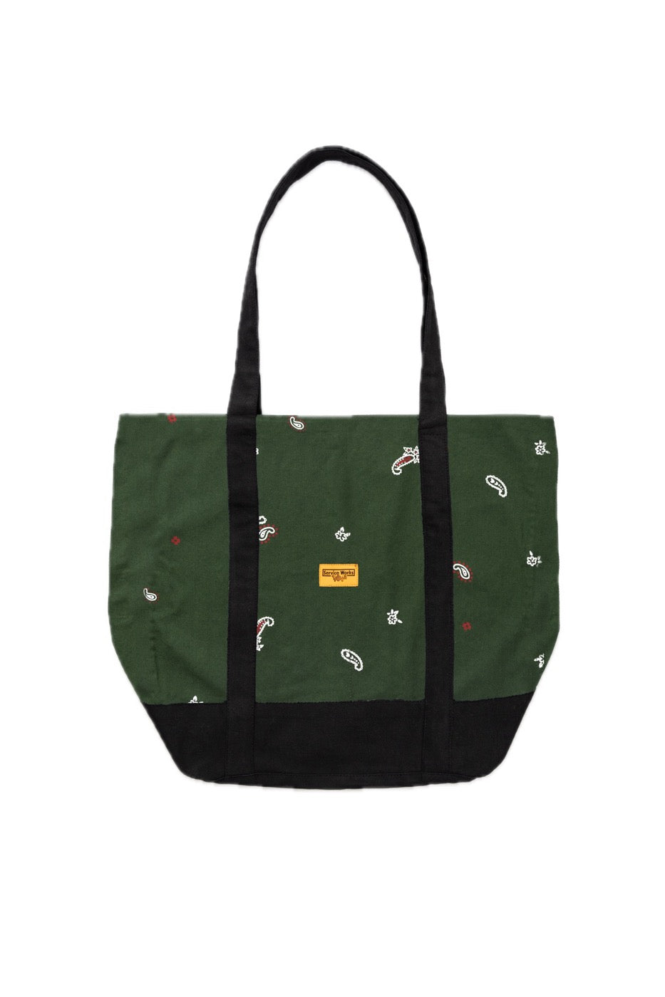 Forest green paisley canvas tote bag